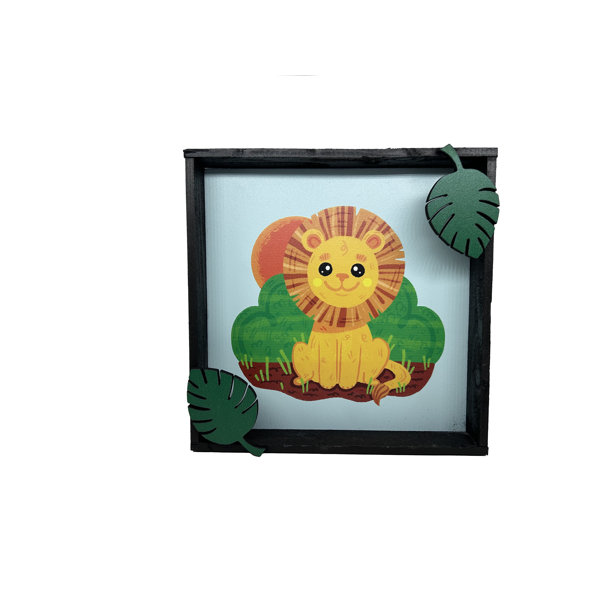 Indigo Safari Nursery Time Wall Décor Shadowbox Graphic Art on MDF
